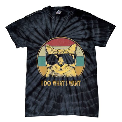 Retro I Do What I Want Cat Funny Cat Lover Tie-Dye T-Shirt