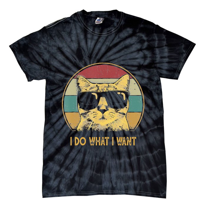 Retro I Do What I Want Cat Funny Cat Lover Tie-Dye T-Shirt
