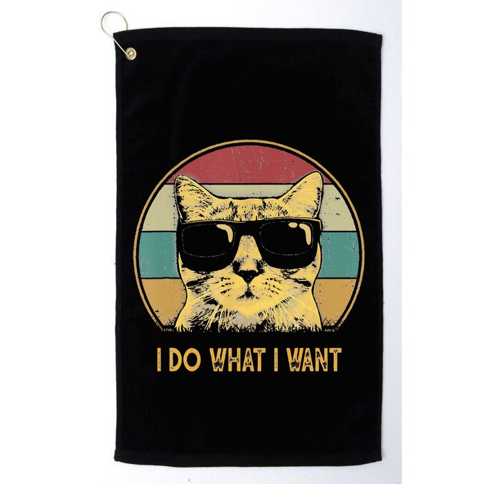 Retro I Do What I Want Cat Funny Cat Lover Golf Towel