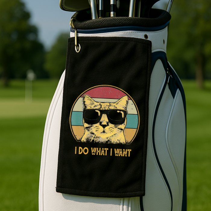 Retro I Do What I Want Cat Funny Cat Lover Golf Towel