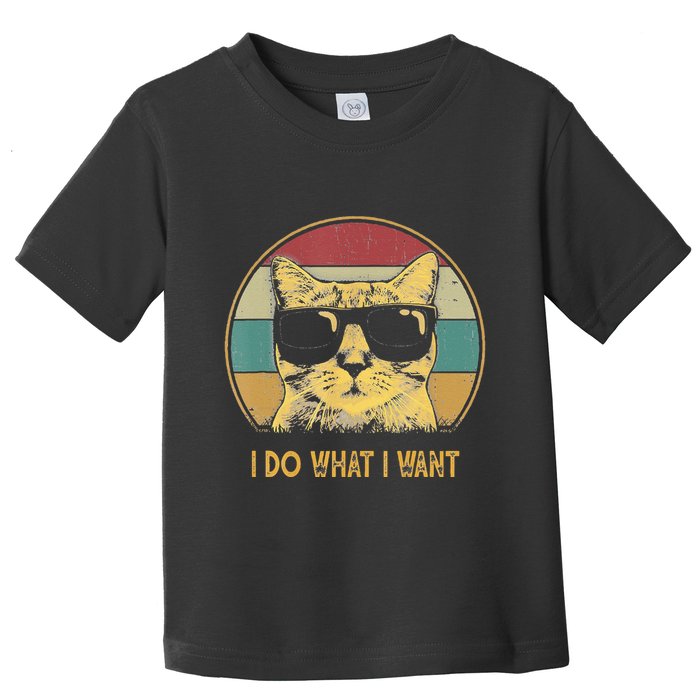 Retro I Do What I Want Cat Funny Cat Lover Toddler T-Shirt