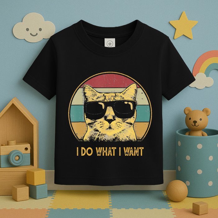 Retro I Do What I Want Cat Funny Cat Lover Toddler T-Shirt