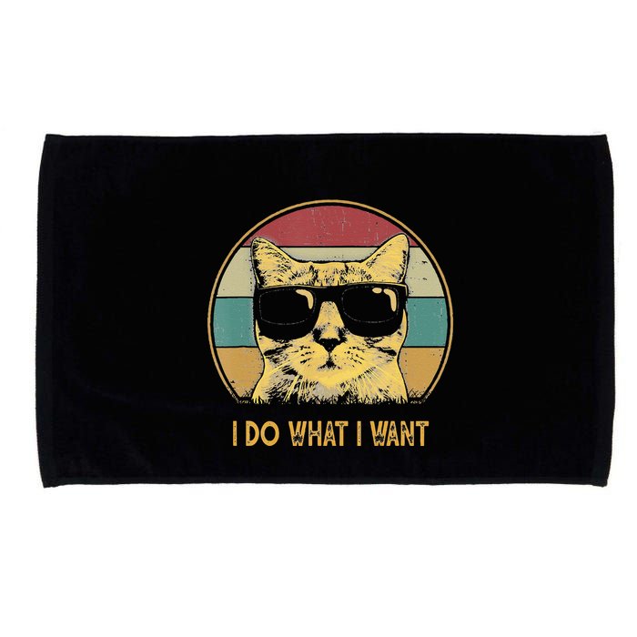 Retro I Do What I Want Cat Funny Cat Lover Microfiber Hand Towel