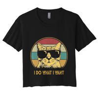 Retro I Do What I Want Cat Funny Cat Lover Crop Top