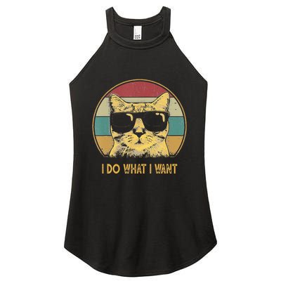 Retro I Do What I Want Cat Funny Cat Lover Women's Perfect Tri Rocker Tank