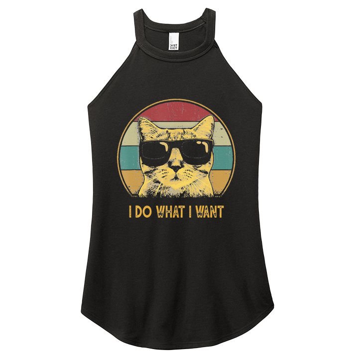 Retro I Do What I Want Cat Funny Cat Lover Women's Perfect Tri Rocker Tank