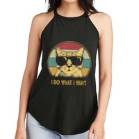 Retro I Do What I Want Cat Funny Cat Lover Women's Perfect Tri Rocker Tank