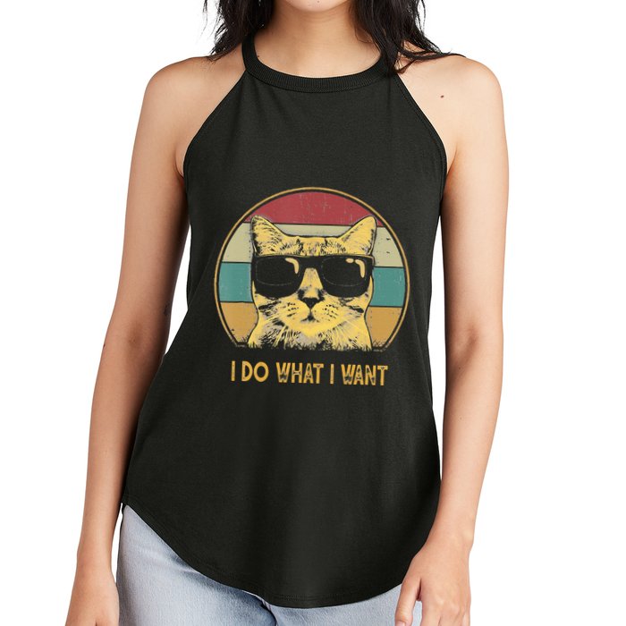Retro I Do What I Want Cat Funny Cat Lover Women's Perfect Tri Rocker Tank