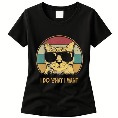 Retro I Do What I Want Cat Funny Cat Lover Womens T-Shirt