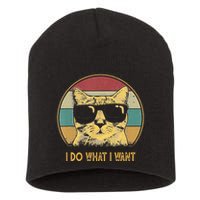 Retro I Do What I Want Cat Funny Cat Lover Short Acrylic Beanie