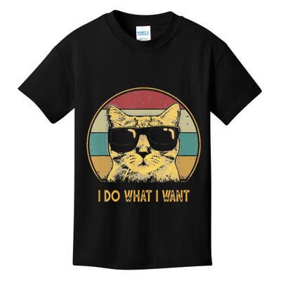 Retro I Do What I Want Cat Funny Cat Lover Kids T-Shirt