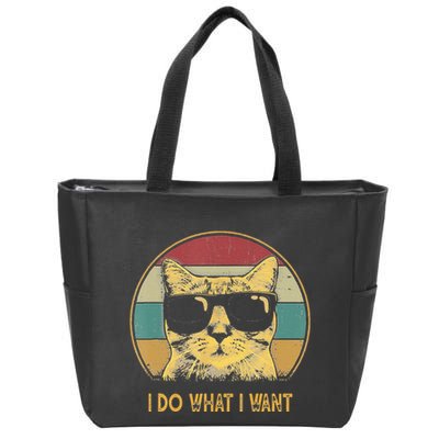 Retro I Do What I Want Cat Funny Cat Lover Zip Tote Bag