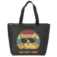 Retro I Do What I Want Cat Funny Cat Lover Zip Tote Bag