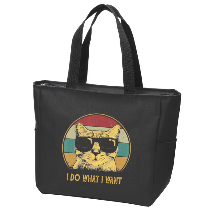 Retro I Do What I Want Cat Funny Cat Lover Zip Tote Bag