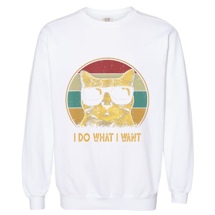 Retro I Do What I Want Cat Funny Cat Lover Garment-Dyed Sweatshirt