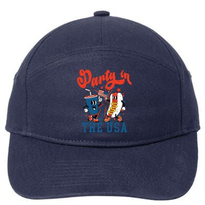 Retro Independence Day Party In The Usa 4th Of July Hotdog 7-Panel Snapback Hat