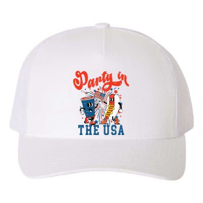 Retro Independence Day Party In The Usa 4th Of July Hotdog Yupoong Adult 5-Panel Trucker Hat