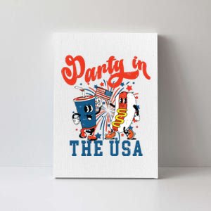 Retro Independence Day Party In The Usa 4th Of July Hotdog Canvas