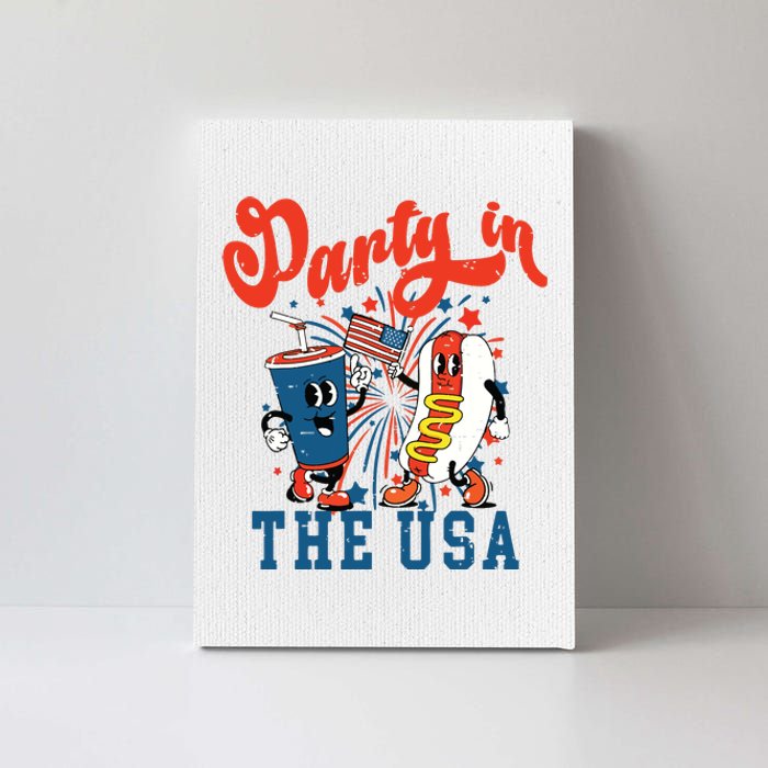 Retro Independence Day Party In The Usa 4th Of July Hotdog Canvas