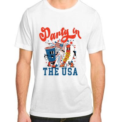 Retro Independence Day Party In The Usa 4th Of July Hotdog Adult ChromaSoft Performance T-Shirt