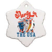 Retro Independence Day Party In The Usa 4th Of July Hotdog Ceramic Star Ornament