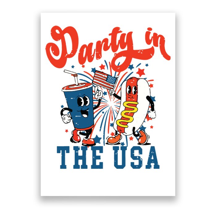 Retro Independence Day Party In The Usa 4th Of July Hotdog Poster