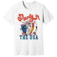 Retro Independence Day Party In The Usa 4th Of July Hotdog Premium T-Shirt