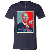 Recession I Did That Funny Joe Biden Meme Hope Style V-Neck T-Shirt