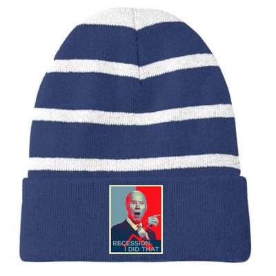 Recession I Did That Funny Joe Biden Meme Hope Style Striped Beanie with Solid Band