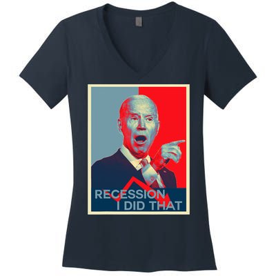 Recession I Did That Funny Joe Biden Meme Hope Style Women's V-Neck T-Shirt