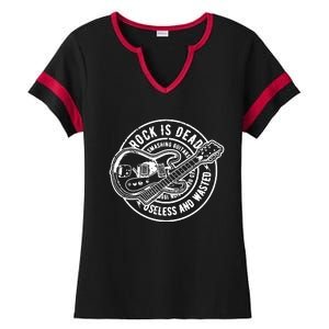 Rock Is Dead Funny Music Rock N Roll Guitar Ladies Halftime Notch Neck Tee