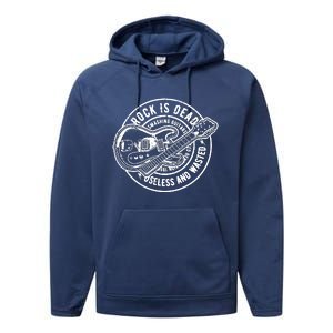 Rock Is Dead Funny Music Rock N Roll Guitar Performance Fleece Hoodie