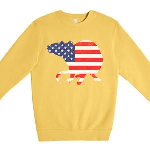 Rat Independence Day Patriotic Usa Flag 4th Of July Gift Premium Crewneck Sweatshirt