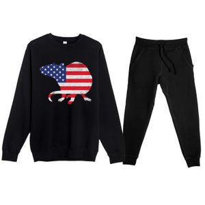 Rat Independence Day Patriotic Usa Flag 4th Of July Gift Premium Crewneck Sweatsuit Set