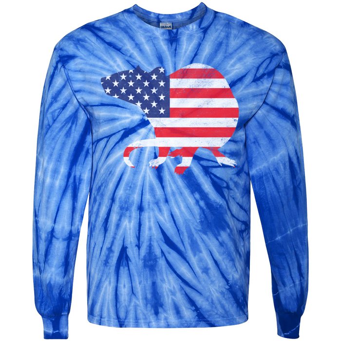 Rat Independence Day Patriotic Usa Flag 4th Of July Gift Tie-Dye Long Sleeve Shirt