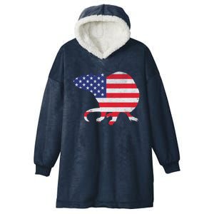 Rat Independence Day Patriotic Usa Flag 4th Of July Gift Hooded Wearable Blanket