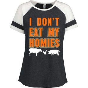 Retro I Dont Eat My Homies Cool Vegan Gift Present Gift Funny Gift Enza Ladies Jersey Colorblock Tee