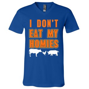 Retro I Dont Eat My Homies Cool Vegan Gift Present Gift Funny Gift V-Neck T-Shirt