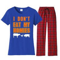 Retro I Dont Eat My Homies Cool Vegan Gift Present Gift Funny Gift Women's Flannel Pajama Set