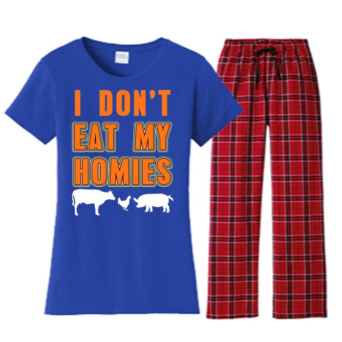 Retro I Dont Eat My Homies Cool Vegan Gift Present Gift Funny Gift Women's Flannel Pajama Set