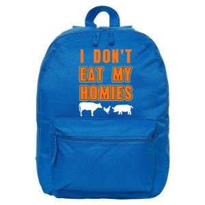 Retro I Dont Eat My Homies Cool Vegan Gift Present Gift Funny Gift 16 in Basic Backpack