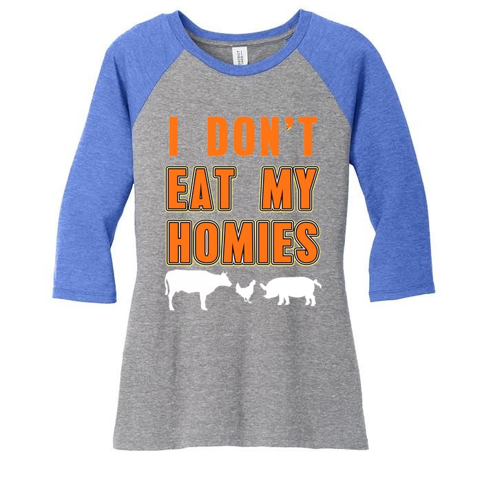 Retro I Dont Eat My Homies Cool Vegan Gift Present Gift Funny Gift Women's Tri-Blend 3/4-Sleeve Raglan Shirt