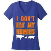 Retro I Dont Eat My Homies Cool Vegan Gift Present Gift Funny Gift Women's V-Neck T-Shirt