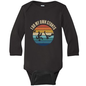 vintage I Do My Own Stunts Scooter Lovers Funny Injury Recovery  Gift Baby Long Sleeve Bodysuit