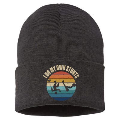 vintage I Do My Own Stunts Scooter Lovers Funny Injury Recovery  Gift Sustainable Knit Beanie