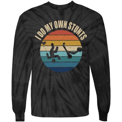 vintage I Do My Own Stunts Scooter Lovers Funny Injury Recovery  Gift Tie-Dye Long Sleeve Shirt