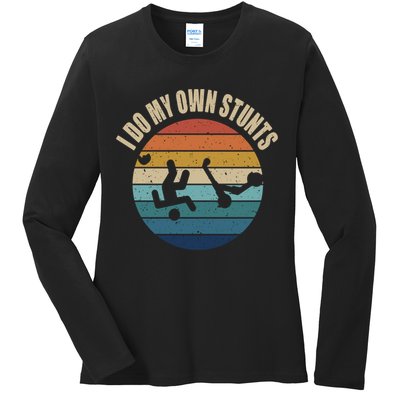 vintage I Do My Own Stunts Scooter Lovers Funny Injury Recovery  Gift Ladies Long Sleeve Shirt