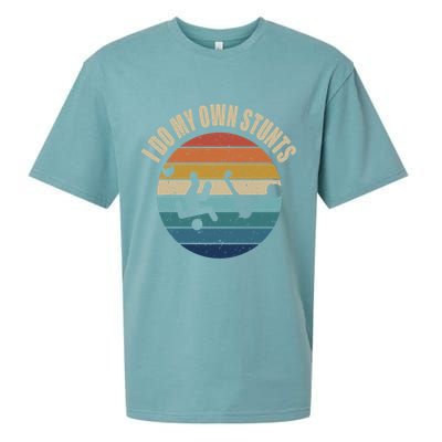 vintage I Do My Own Stunts Scooter Lovers Funny Injury Recovery  Gift Sueded Cloud Jersey T-Shirt