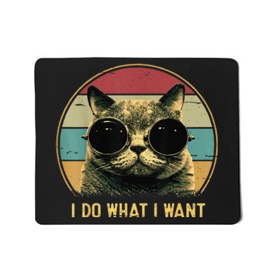 Retro I Do What I Want Funny Cat Lover, Cat Dad, Cat Mom Mousepad