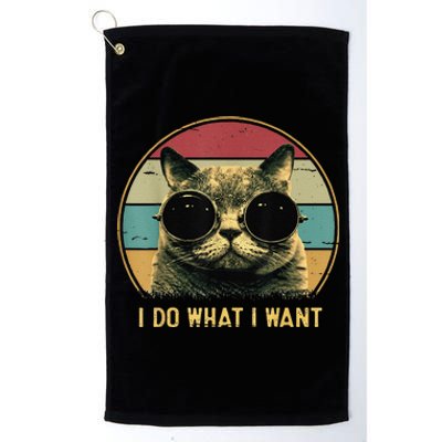 Retro I Do What I Want Funny Cat Lover, Cat Dad, Cat Mom Platinum Collection Golf Towel